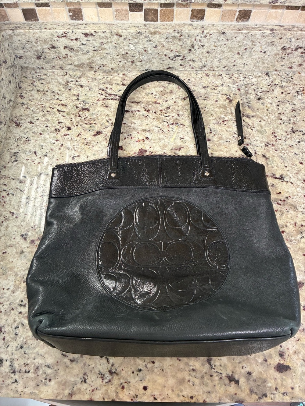 Coach Y2K black leather tote bag